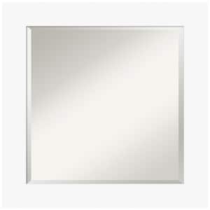 Basic White 25.5 in. x 25.5 in. Beveled Casual Square Wood Framed Bathroom Wall Mirror in White