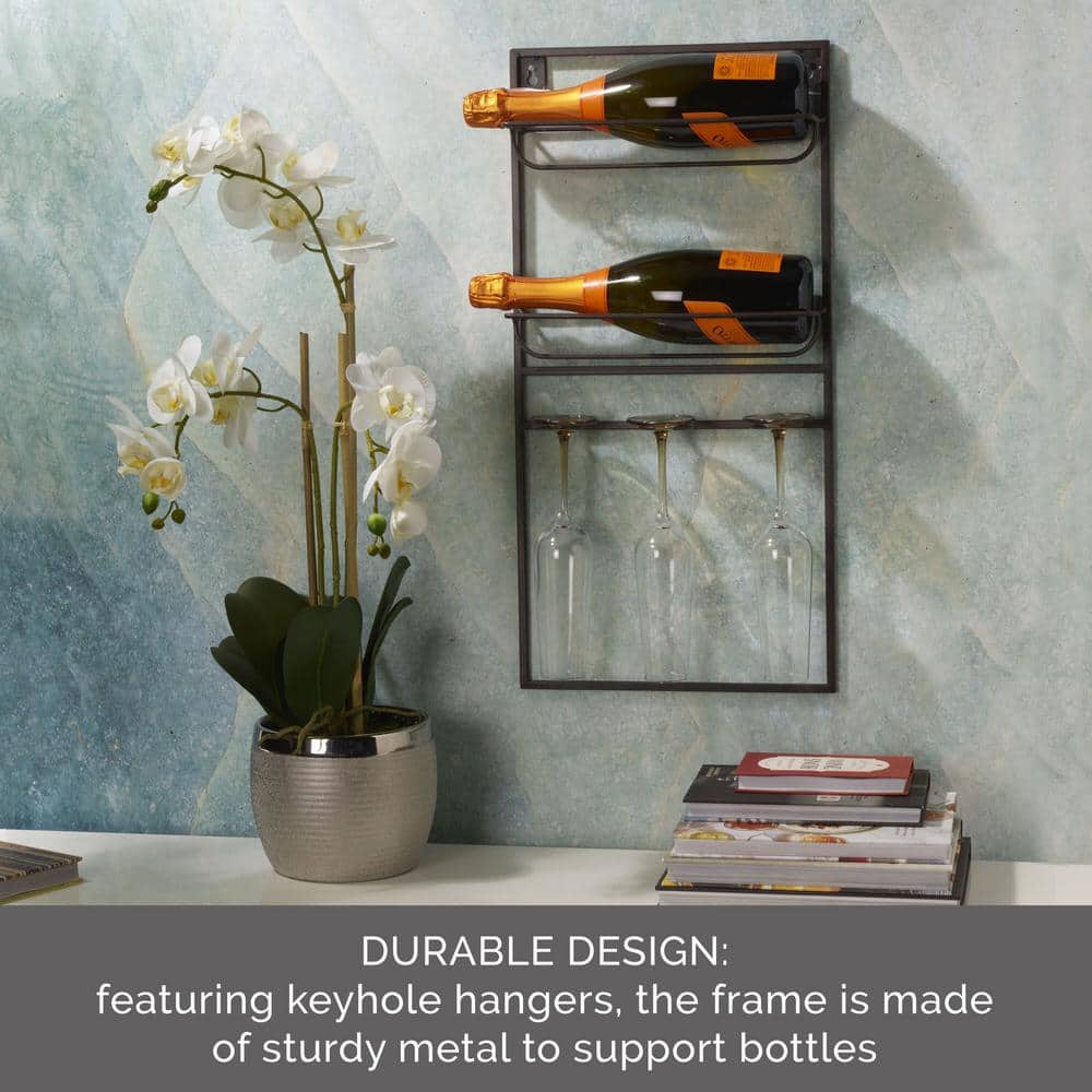 Black 24x12 Inch Industrial Metal Wine Rack