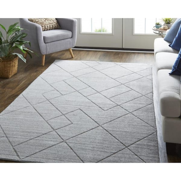 Gray Striped 12 ft. x 15 ft. Area Rug