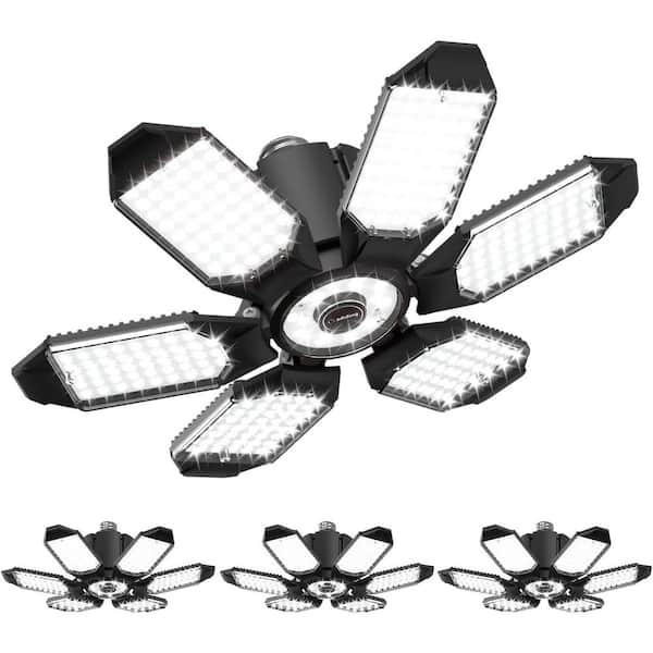 40000-Lumens LED Garage Ceiling Light 4-Pack with Deformable Panels for E26 E27 Socket 6500 K Brightness