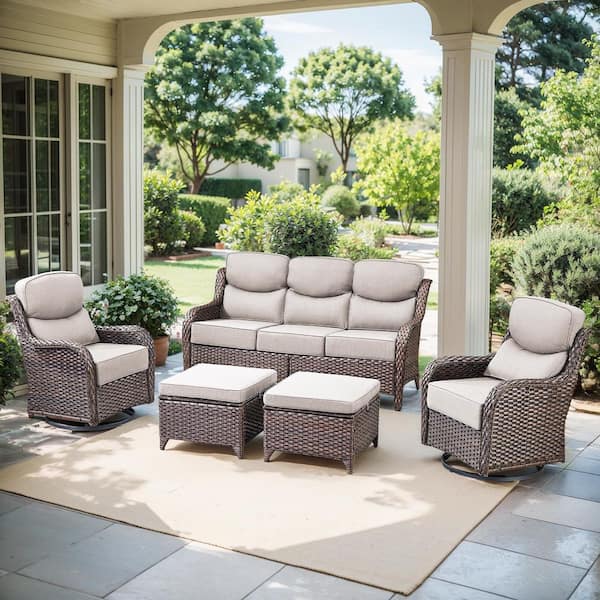 Bellefurn Nova Swivel Gray Wicker Outdoor Lounge Chair Patio