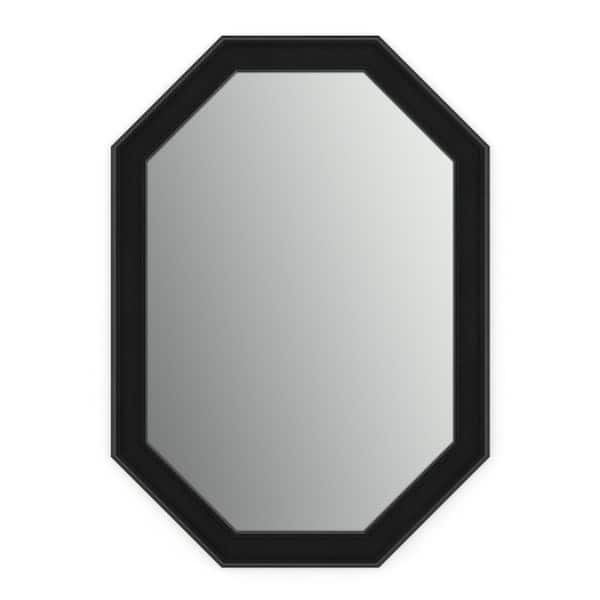 Delta 33 in. W x 46 in. H (L3) Framed Octagon Standard Glass Bathroom Vanity Mirror in Matte Black