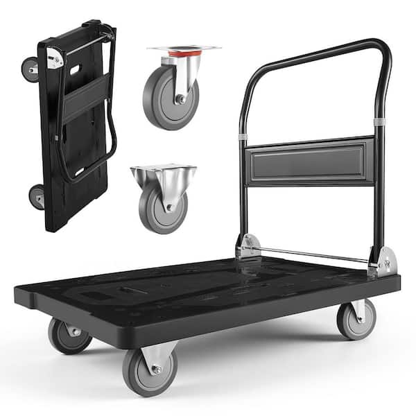 Platform Truck Cart with Cage, 2000 lbs. Capacity, 6-in-1 Flatbed Cart, for Grocery Laundry, 44.5 x 26.6 x 42.1 in.