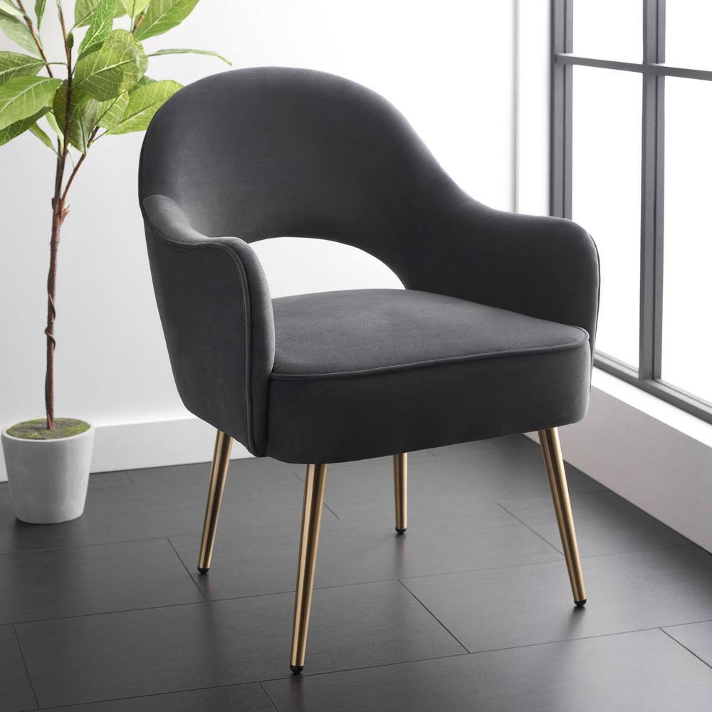 Dublyn Black Velvet Accent Chair with Gold Legs