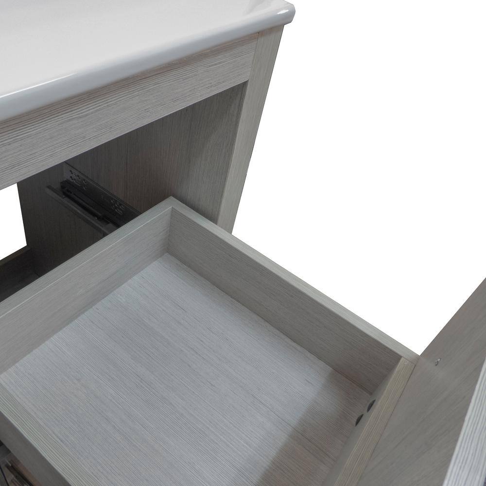48" Gray Pine Single Vanity with White Ceramic Top