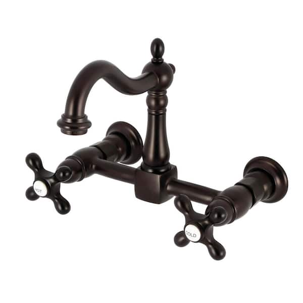 Heritage 2-Handle Wall-Mount Standard Kitchen Faucet in Oil Rubbed Bronze