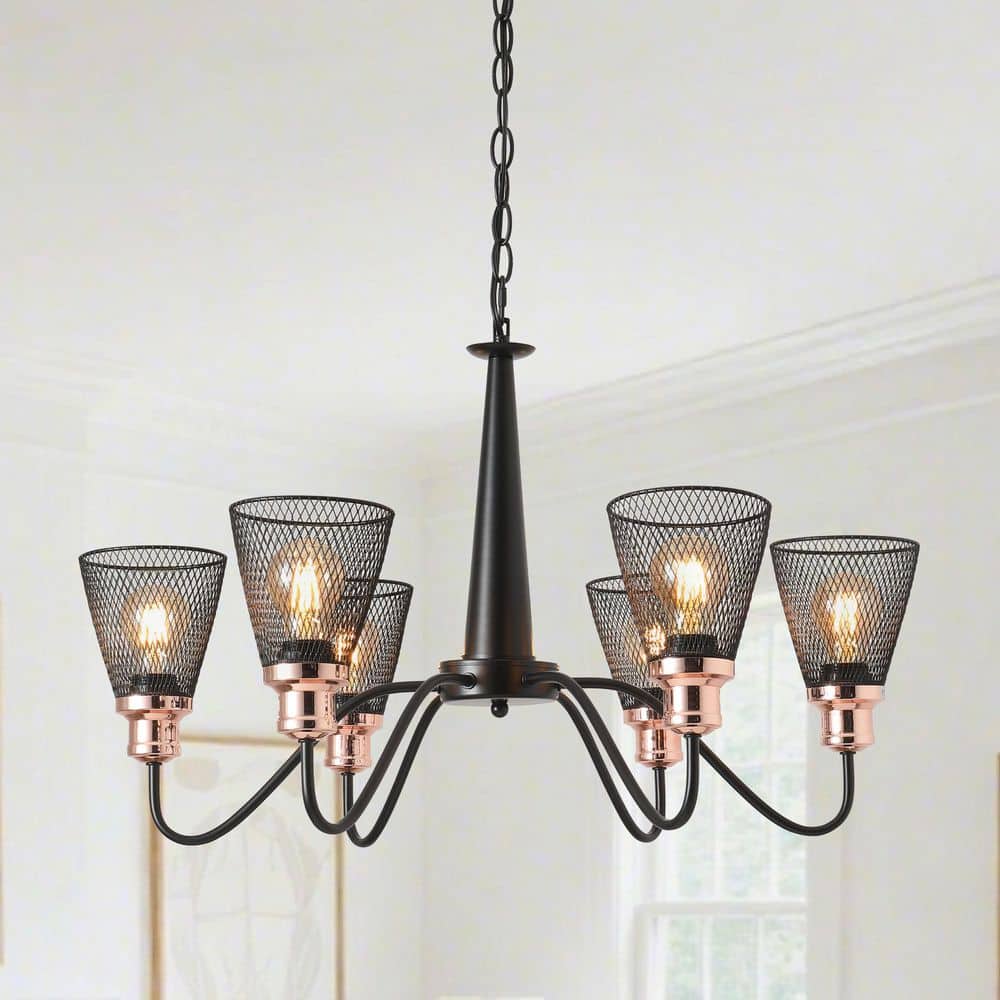 6 Light Black Tradition Dimmable Chandelier with Hollowed-out Shade for Living Dining Room Kitchen, No Bulbs Included price history on PriceWatchPro