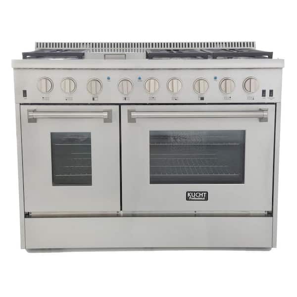 Kucht Pro-Style 48 in. 6.7 cu. ft. Dual Fuel Range with Sealed Burners, Griddle and Convection Oven in Stainless Steel