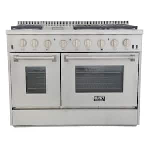 Professional 48 in. 6.7 cu. ft. Double Oven Dual Fuel Range Propane Ready (LP) and Convection Oven in Stainless Steel