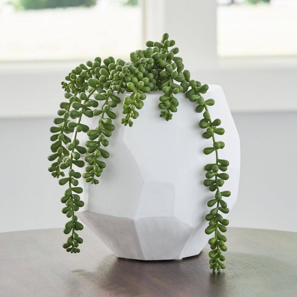 White Faceted Glass Table Vase