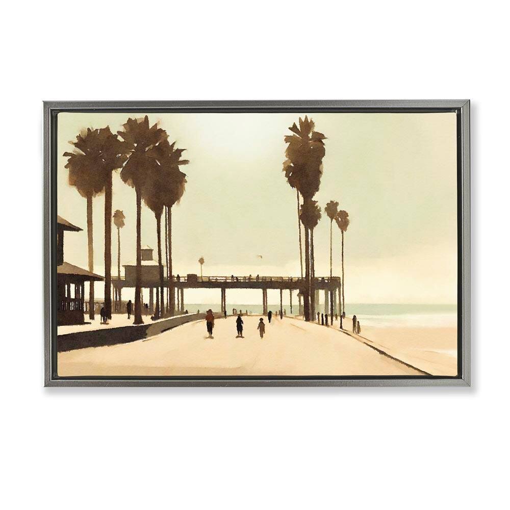 Tropical Beach Walkway by Noah Bay Gray Floater Frame Nature Graphic Art Print 21 in. x 31 in. price history on PriceWatchPro