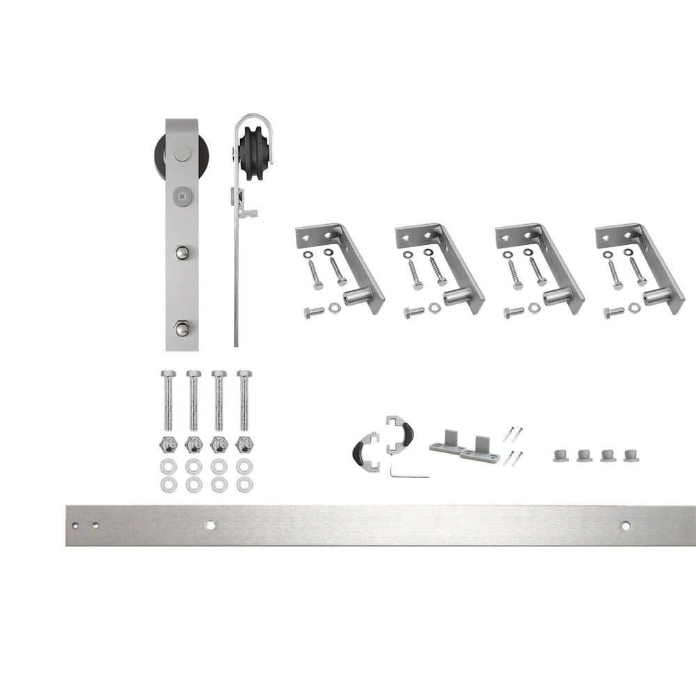 5 ft. /60 in. Brushed Nickel Ceiling Mount Non-Bypass Sliding Barn Door Track and Hardware Kit for Single Door price history on PriceWatchPro