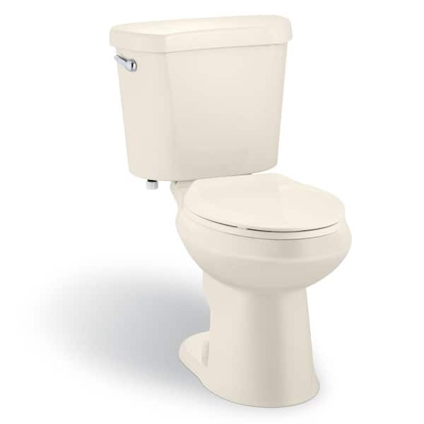 Glacier Bay 12 inch Rough In Two-Piece 1.28 GPF Single Flush Elongated Toilet in Bone Seat Included