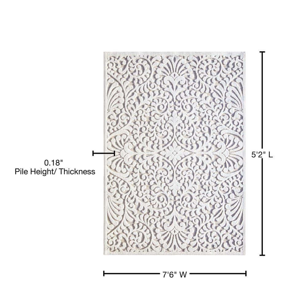 Natural Driftwood Floral Pattern Reversible Indoor/Outdoor Rug