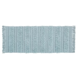 Savannah 24 in. 60 in. Blue Striped Cotton-Polyester Rectangle Bath Rug Runner