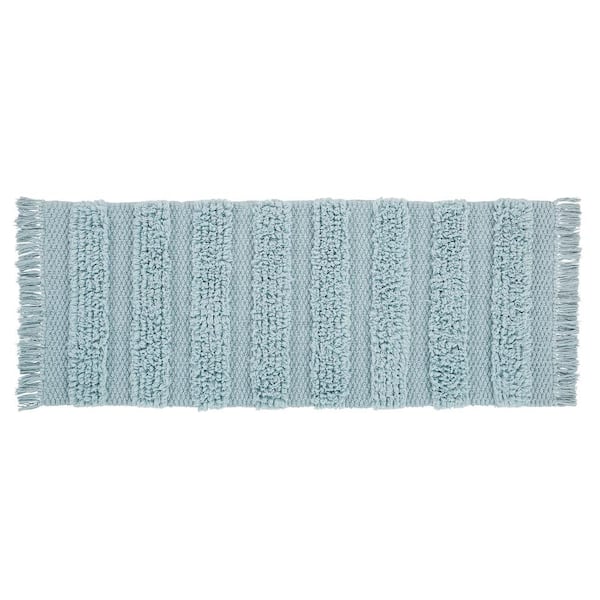 VCNY Home Savannah 24 in. 60 in. Blue Striped Cotton-Polyester Rectangle Bath Rug Runner