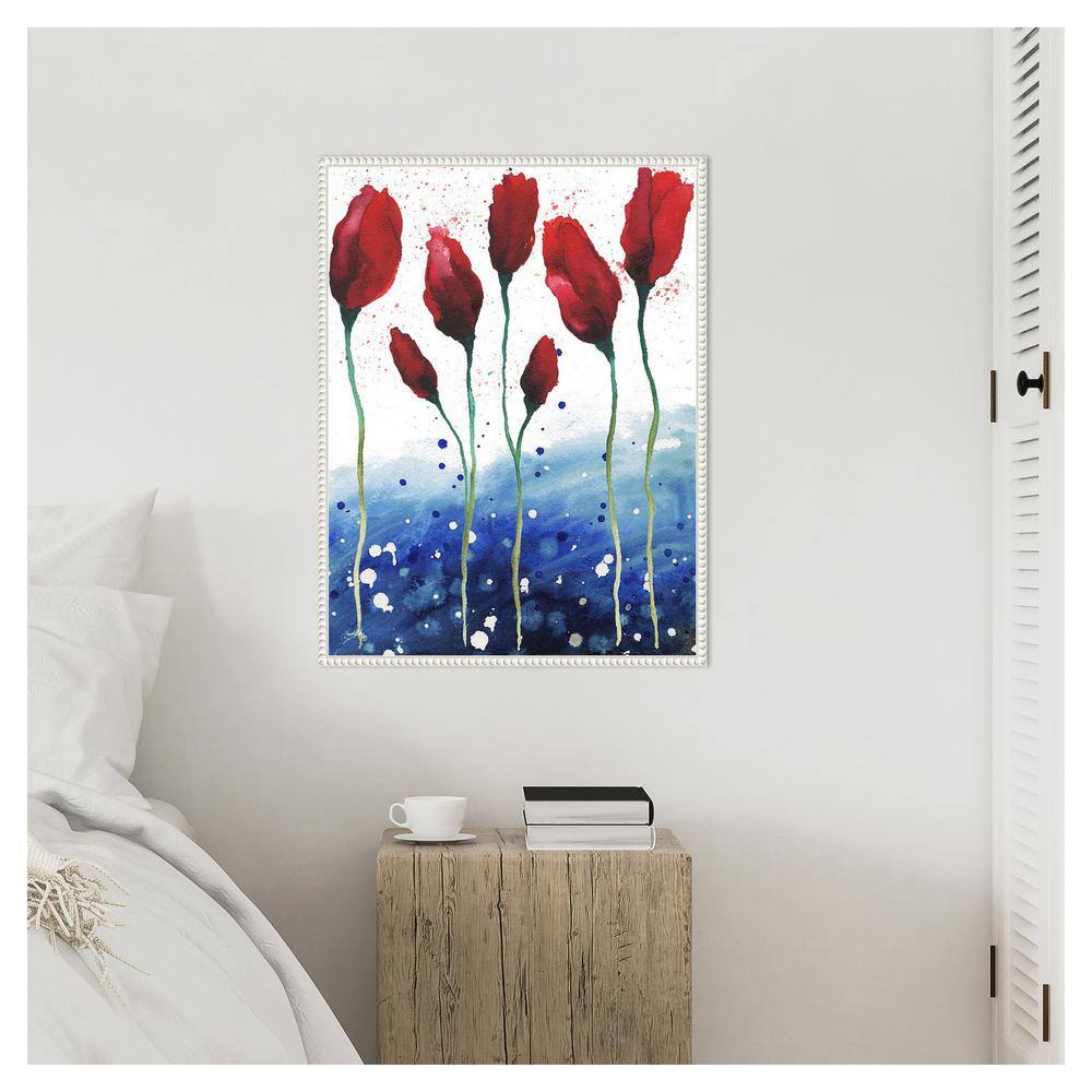 Patriotic Floral Abstract Red and Blue Canvas Wall Art