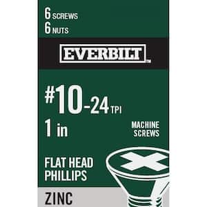 #10-24 x 1 in. Phillips Flat Head Zinc Plated Machine Screw (6-Pack)