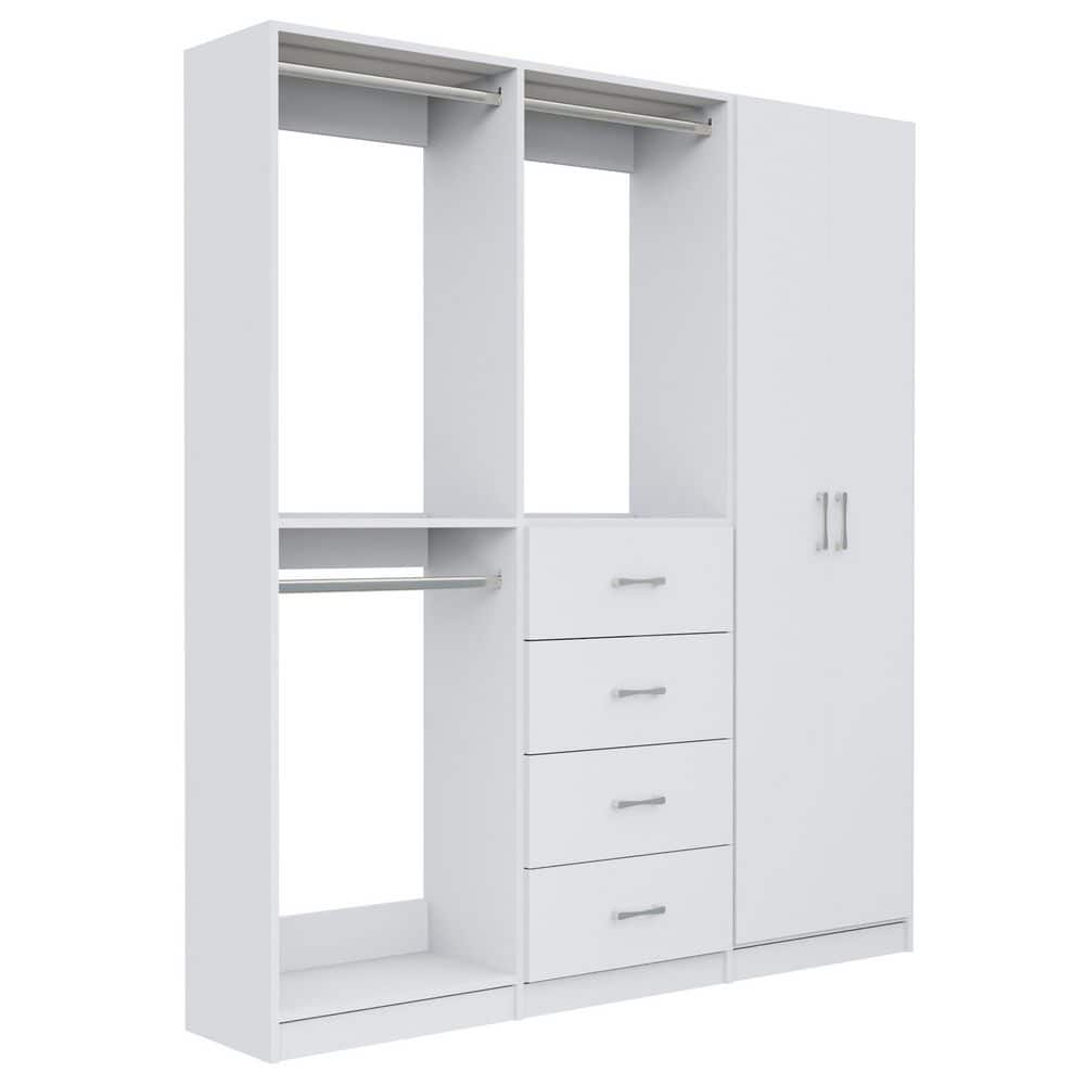Alto Collection 79.5 in W White Wall Mounted Double Hang, 4-Drawer w Hang and Shelves w Full Doors Wood Closet System price history on PriceWatchPro