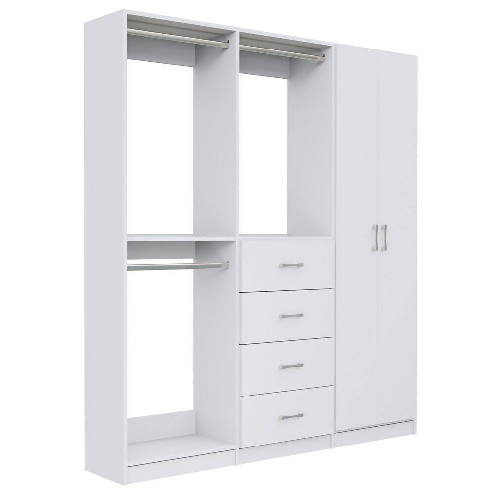 Alto Collection 99 in W White Wall Mounted Double Hang, 4-Drawer w Hang and Shelves w Full Doors Wood Closet System price history on PriceWatchPro