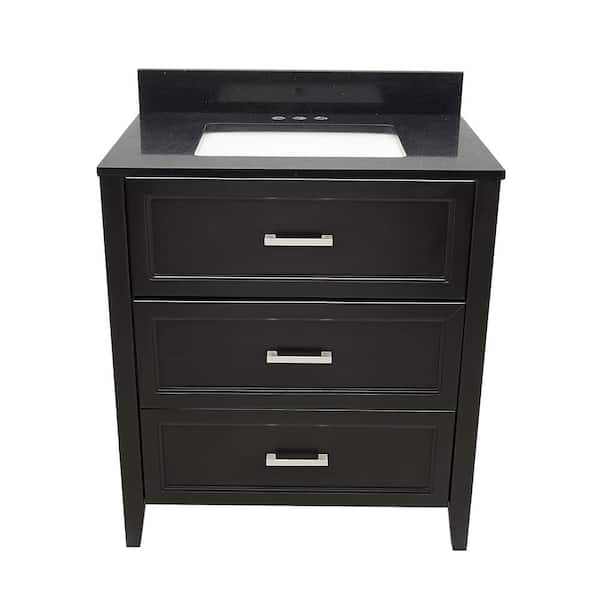 Ella Zermatt 31 in. W x 22 in. D x 36 in. H Bath Vanity in Espresso with Quartz Stone Galaxy Black Top with White Basin