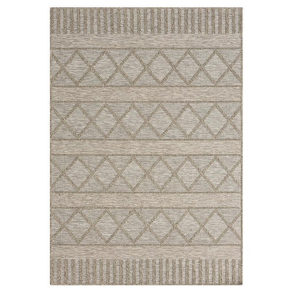 Unbranded Odette Tan/Brown 8 ft. x 10 ft. Striped Indoor/Outdoor Area Rug