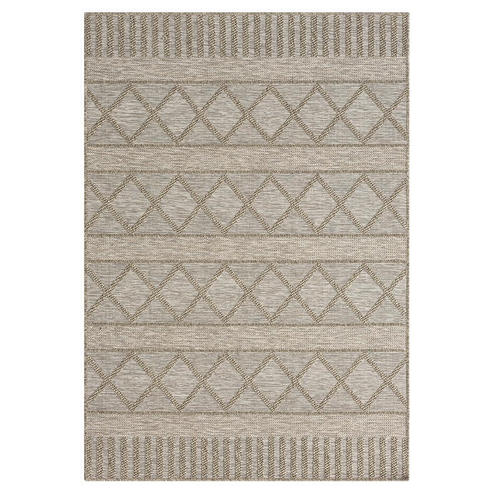 Odette 5 ft. x 7 ft. Tan/Brown Striped Indoor/Outdoor Area Rug