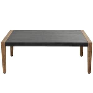 17 in. Dark Grey Rectangle Wood Contemporary Outdoor Coffee Table