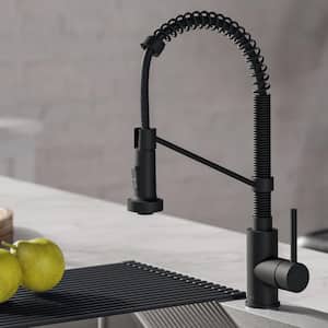 Bolden Single Handle Pull Down Sprayer Kitchen Faucet with Soap Dispenser in Matte Black