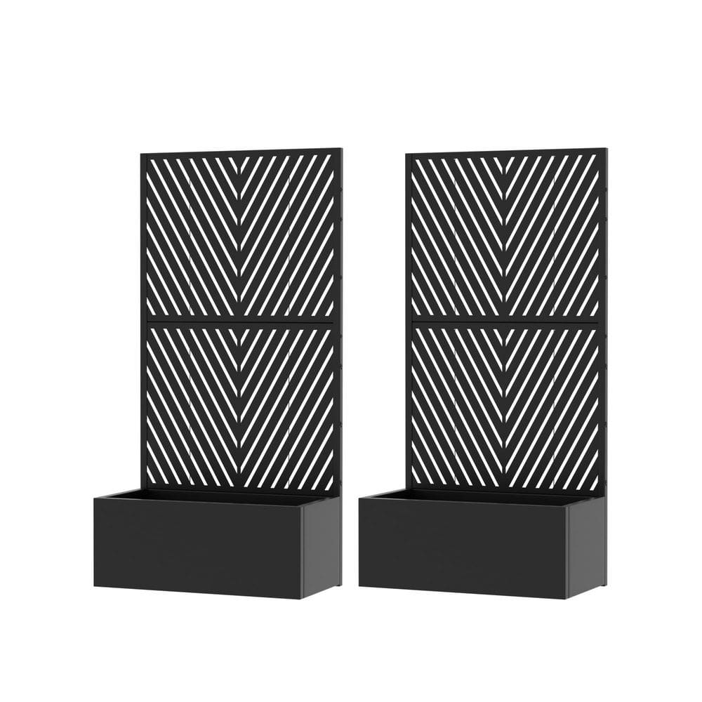 59 in. H x 30 in. W Black Metal Planter Box with Galvanized Trellis and Drainage Holes, 2-Piece Set price history on PriceWatchPro