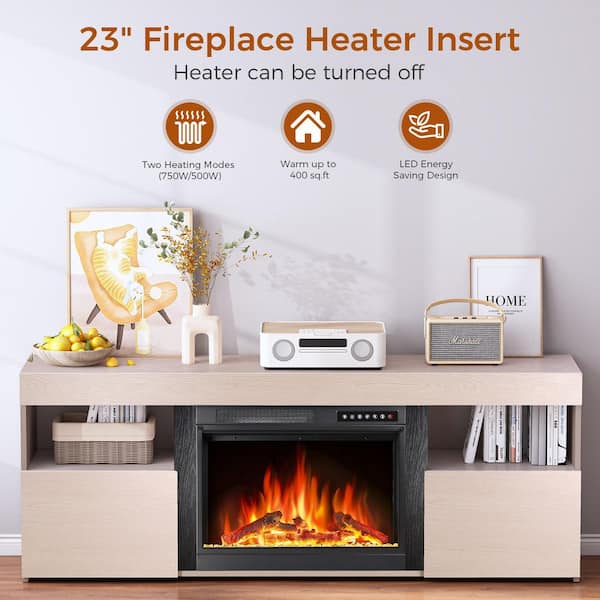 R.W.FLAME 59 in. Wooden Freestanding Electric Fireplace, Modern
