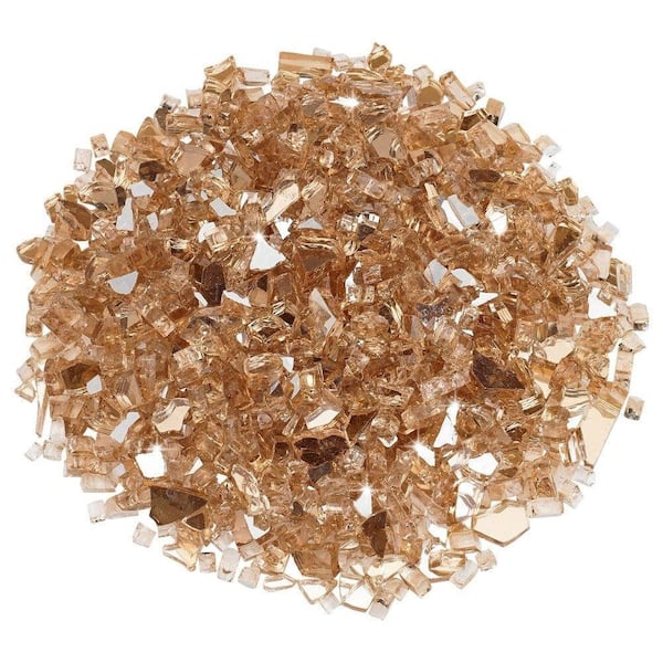 American Fire Glass 1/4 in. Champagne Reflective Fire Glass 10 lbs. Bag