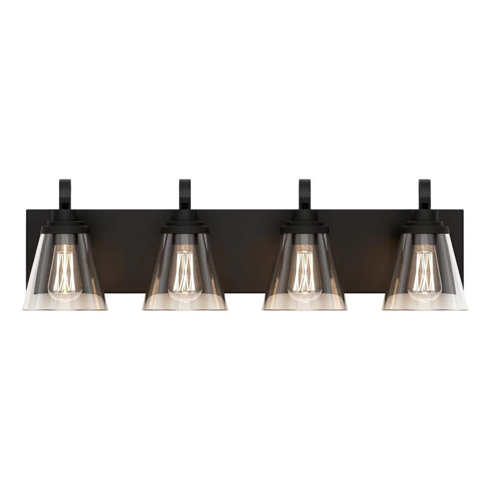 Matte Black 4-Light Bathroom Vanity Light Fixture with Clear Glass Shades, Farmhouse Industrial Wall Sconce for Bathroom price history on PriceWatchPro