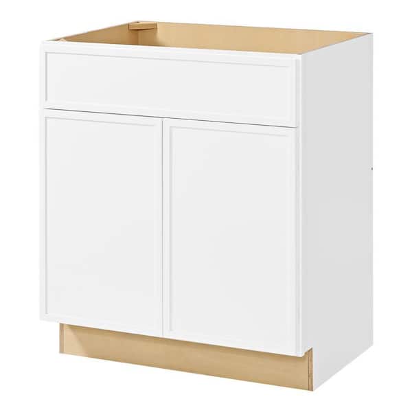 Leyton 30 in. W x 21 in. D x 34.5 in. H Ready to Assemble Plywood Slim Shaker Bath Sink Base Cabinet in Alpine White