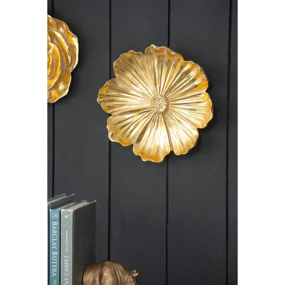Set of 2 Gold Resin Floral Wall Accents