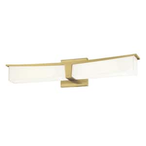 Plane 24 in. Honey Gold LED Vanity Light Bar with Frosted Aquarium Glass