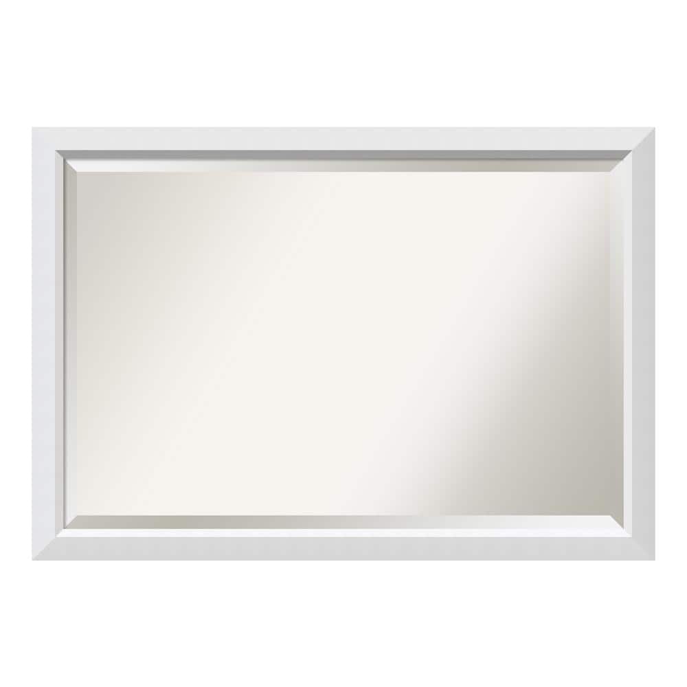 Blanco White 39.5 in. x 27.5 in. Beveled Rectangle Wood Framed Bathroom Wal