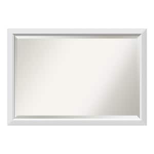 Blanco White 39.5 in. x 27.5 in. Beveled Rectangle Wood Framed Bathroom Wall Mirror in White