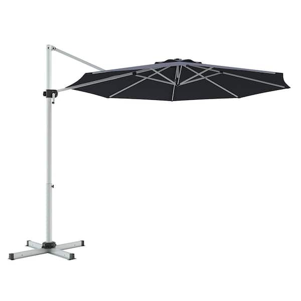 Costway 11 ft. Cantilever Offset Patio Umbrella 360° Rotation Aluminum Tilt in Grey