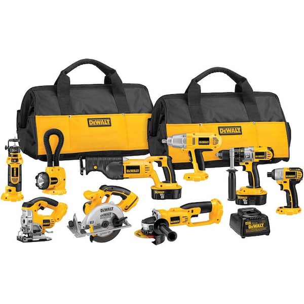 DEWALT 18-Volt XRP NiCd Cordless Combo Kit (9-Tool) with (2) Batteries 2.4Ah, 1-Hour Charger and Contractor Bag