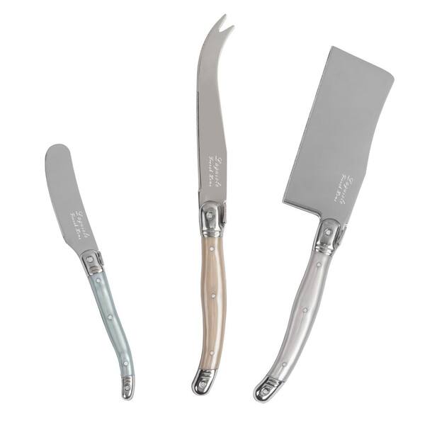 French Home Laguiole Mother of Pearl Cheese Knife and Spreader Set