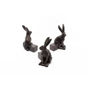 Potty Feet S/3 Antique Bronze Vigilant Hare