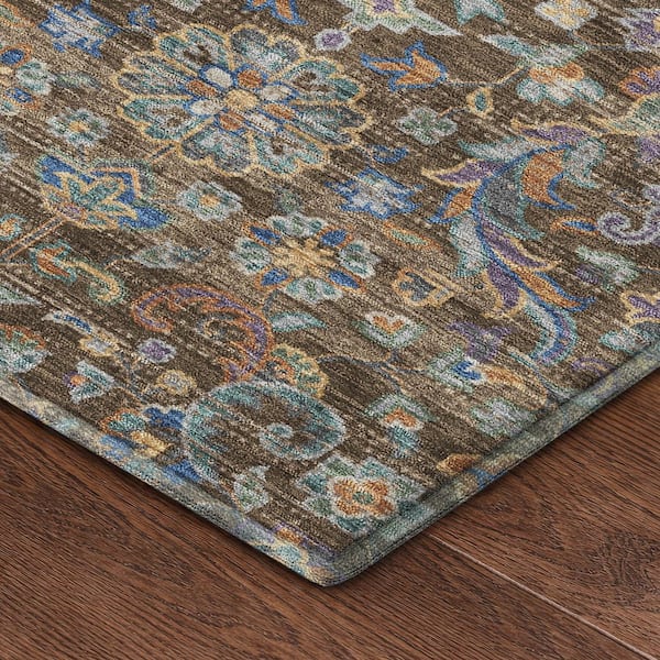 Mayfield Premium Machine Washable Abstract AMF2485 Chocolate 9 ft. x 12 ft. Area Rug
