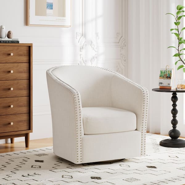 Noble House Maya Wheat Fabric Club Chair with Swivel (Set of 1)