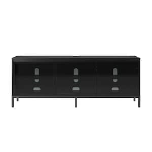 68 in. Media Console with Steel Post Base for TVs up to 77 ft. Black