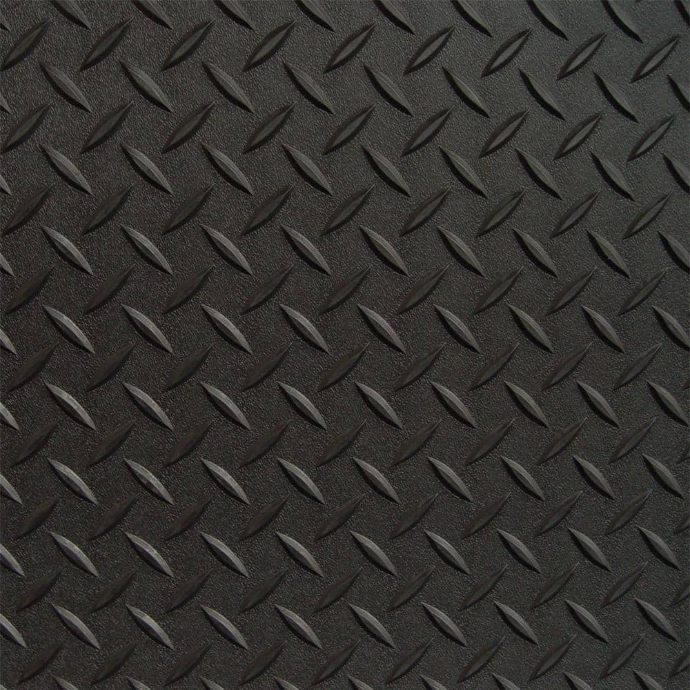 Rubber-Cal Diamond Plate Rubber Flooring Rolls, 3mm x 4ft x 3ft Rolls, Black