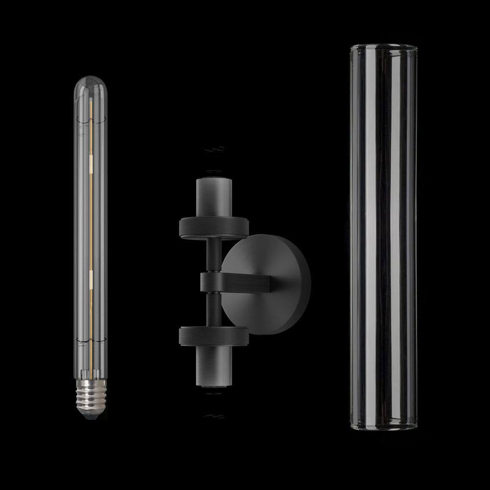 Modern Black 30" Double Glass Tube Wall Sconce