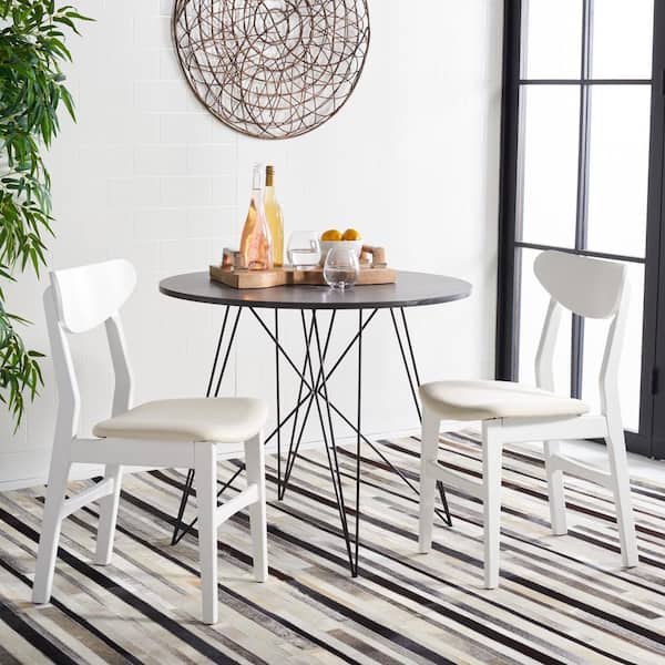 SAFAVIEH Lucca White 17 in. Wood Dining Chair (Set of 2)