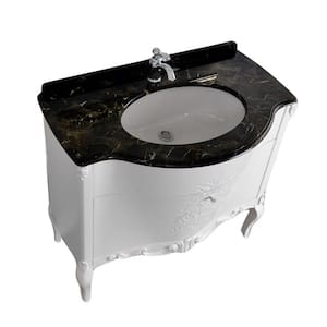 Monaco 36.5 in. W x 22 in. D Vanity in Silver with Solid Oak Wood Vanity Top in Black with Silver Basin