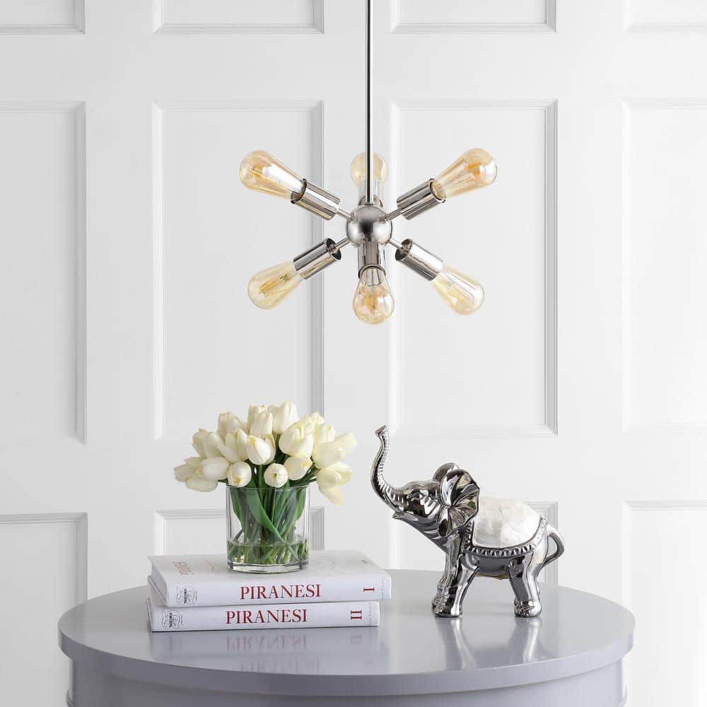 Adjustable Nickel Sputnik Chandelier with LED Bulbs